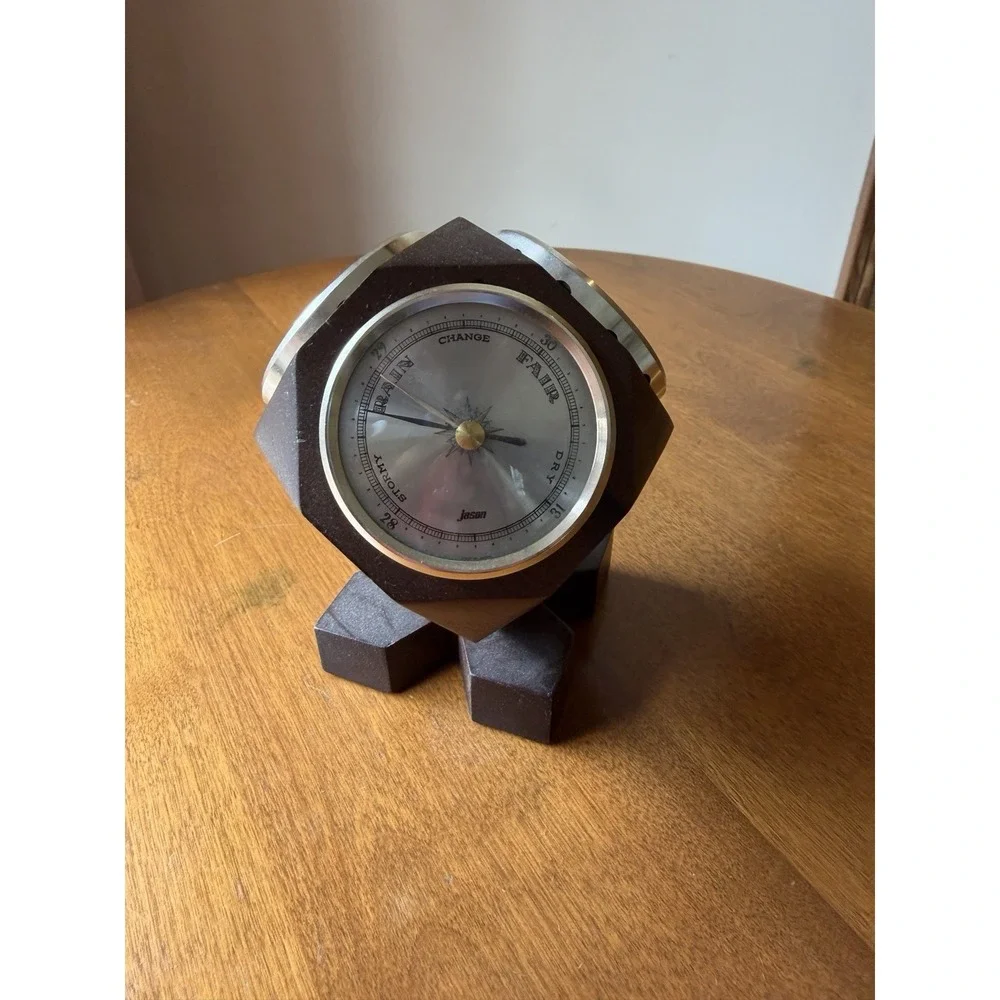 Vintage 3 Gauge Rotating Weather Station Wooden Decor Barometer Jason